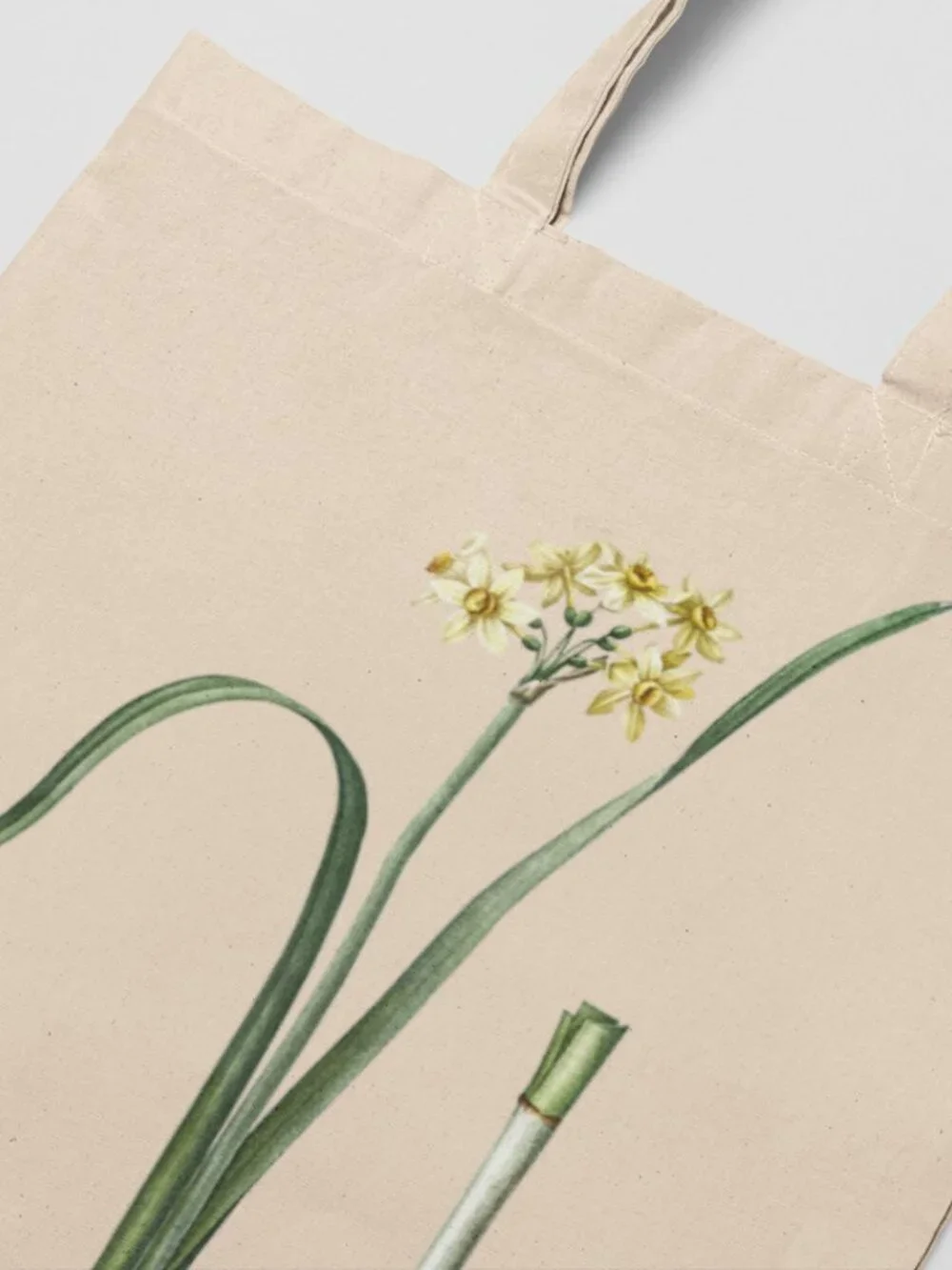 Cowslip Cupped Daffodil Vintage Floral Print Graphic Canvas Tote Bag